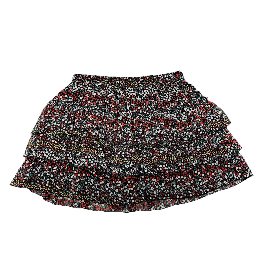 Twenty One‎ Micro Mini Skirt Tiered Ruffles Floral Elastic Waist XS Y2K Retro